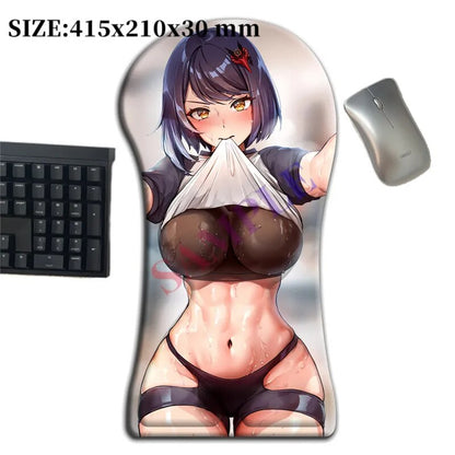 3D Boobs Full Body Mouse Pad Oppai Kujou Genshin - Fan Made Merchandise