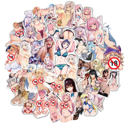 50 pcs - Sexy Anime Sticker Lewd - Waifu Ecchi Manga Anime
