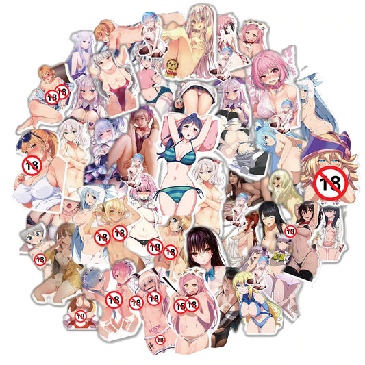 50 pcs - Sexy Anime Sticker Lewd - Waifu Ecchi Manga Anime