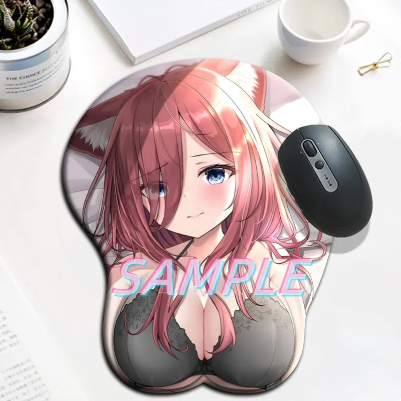 3D Mouse Pad Miku Sexy Girl Big oppaii with Wrist Rest Silicone Over Watch Gaming Mousepad Anime