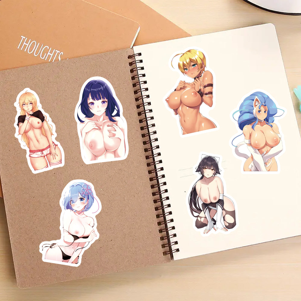 50 pcs - Adult Stickers Naked Girls Anime Hentai Lewd - Waifu Ecchi Manga Sexy
