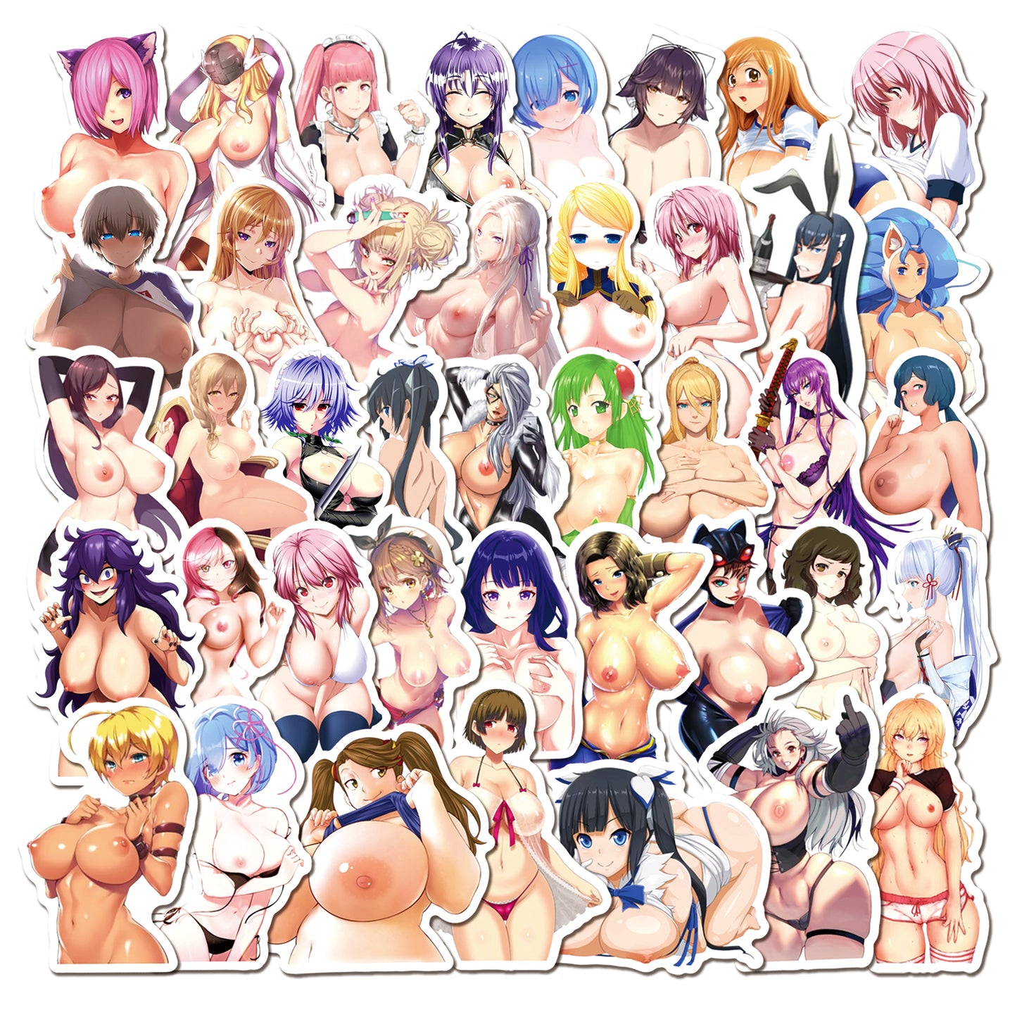 50 pcs - Adult Stickers Naked Girls Anime Hentai Lewd - Waifu Ecchi Manga Sexy
